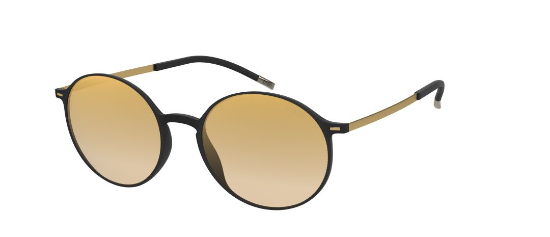 silhouette urban sunglasses 4075 rull rim titanium SPX plastic lightweight round circle black gold