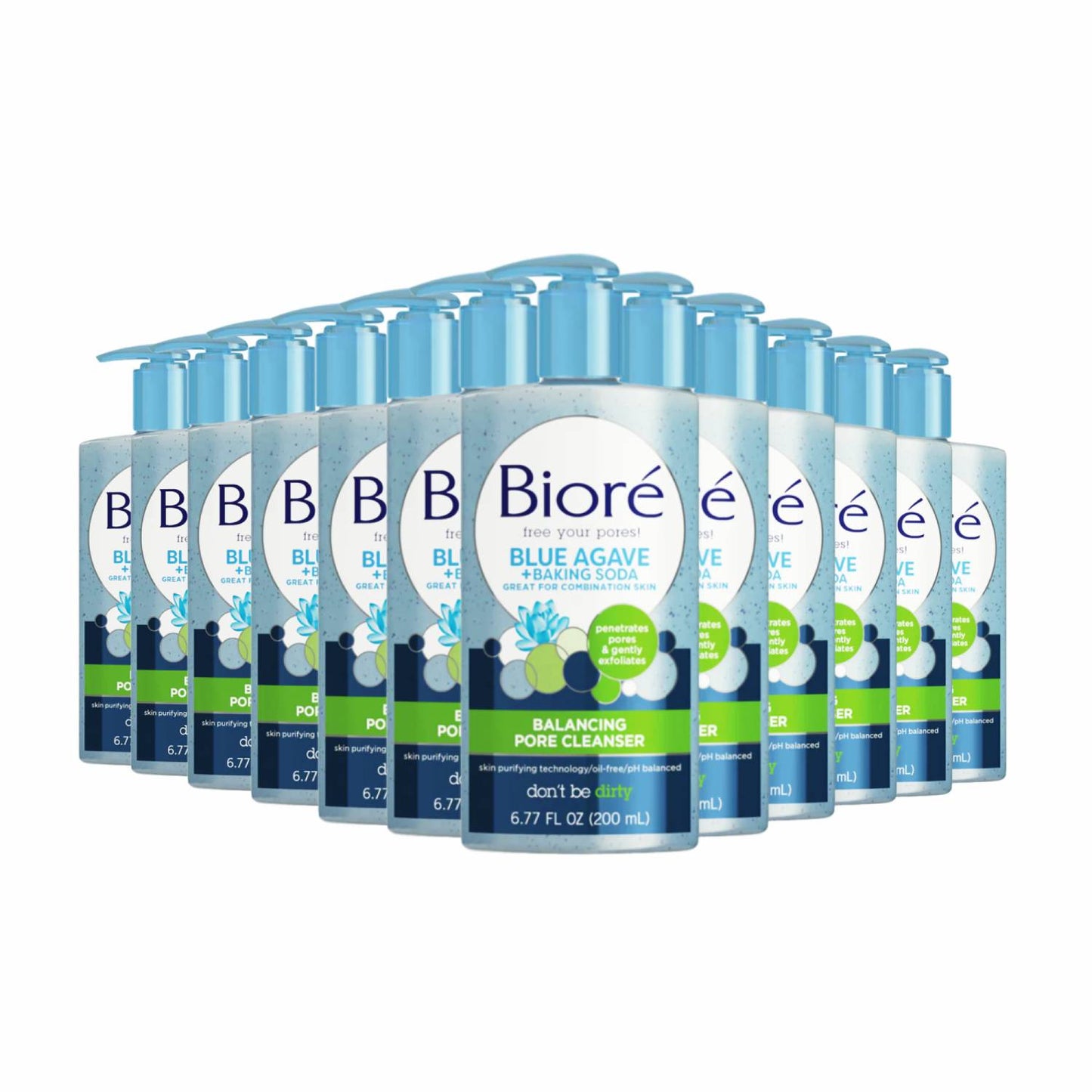 Biore Blue Agave + Baking Soda  Skin Cleanser, Gently Exfoliates Skin - 6.77 fl oz- 12 Pack