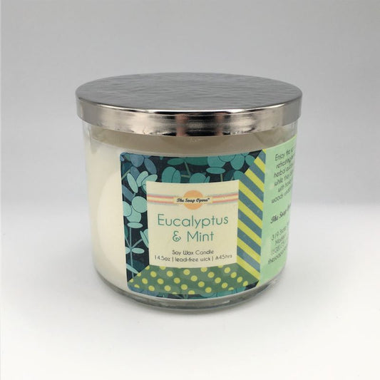 The Soap Opera Soy Wax Candle 14oz 411g - Eucalyptus & Mint
