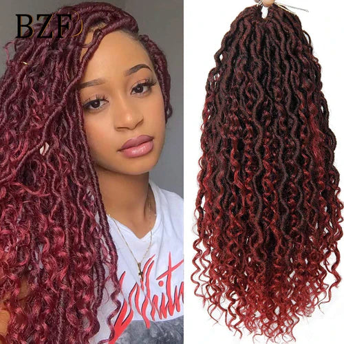 1B Curly Faux Locs Crochet Hair 18Inch Goddess Locs Crochet Hair 1B