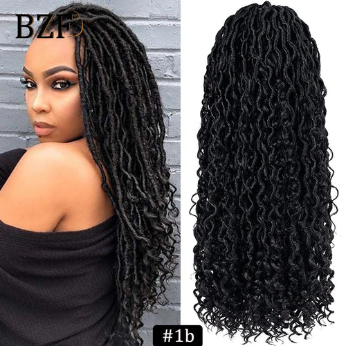 1B Curly Faux Locs Crochet Hair 18Inch Goddess Locs Crochet Hair 1B