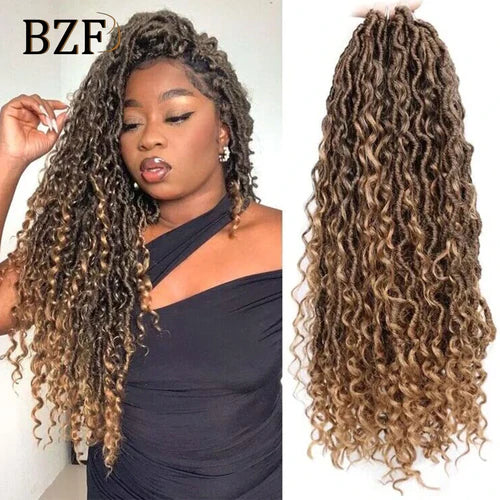 1B Curly Faux Locs Crochet Hair 18Inch Goddess Locs Crochet Hair 1B