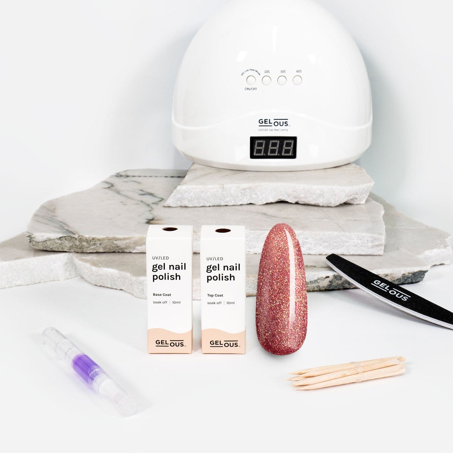 Gelous gel nail polish Sparkling Rose Essentials Pack - photographed in New Zealand