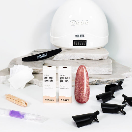 Gelous gel nail polish Sparkling Rose Starter Pack - photographed in New Zealand