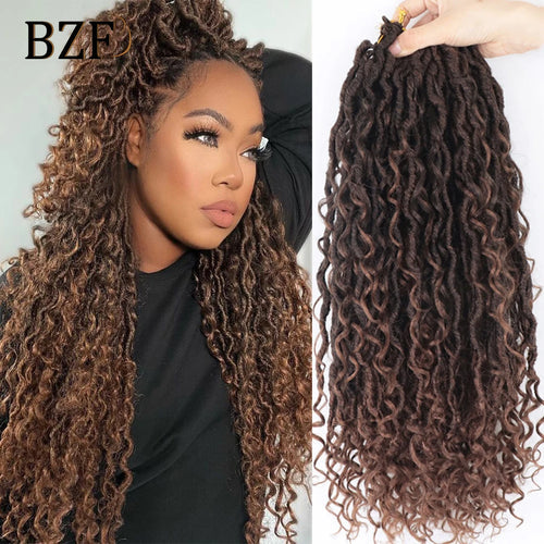 1B Curly Faux Locs Crochet Hair 18Inch Goddess Locs Crochet Hair 1B