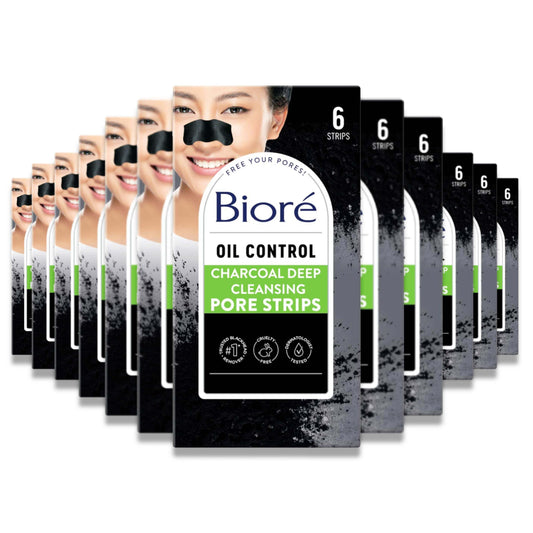 Bioré - Charcoal Blackhead Remover Pore Strips, Deep Cleansing - 6 Ct - 12 Pack
